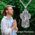 wholesale 925 Sterling Silver Guardian Angel Cross Necklace with Chain - Religious s for Men & Women-0-5