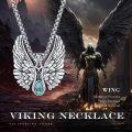 wholesale 925 Sterling Silver Angel Wing Turquoise Norse Valknut Pendant Necklace-0-4