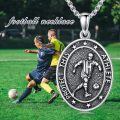 wholesale 925 Sterling Silver Oxidized Soccer Player Protect This Athlete Oval Pendant Necklace-0-4