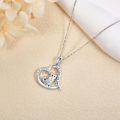 wholesale 925 Sterling Silver Heart-Shaped Australian Shepherd Pendant Necklace with Cubic Zirconia and Engraved Message I Love You Forever-0-4