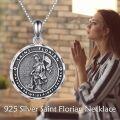 wholesale 925 Sterling Silver Saint Florian Firefighter Medal Pendant Necklace for Men & Women-0-1
