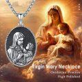 wholesale 925 Sterling Silver Oval Saint Christopher Jesus Virgin Mary Angel Pendant Necklace  Religious Medal Amulet  for Women Men Boys Girls Kids-0-5