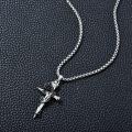 wholesale 925 Sterling Silver Gothic Rose Cross Necklace with Black Plating and -0-3