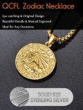 wholesale  Sterling Silver Zodiac Necklace for Men 12 Constellation Horoscope Pendant Birthday Father s Day Gift -0-9