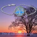 wholesale 925 Sterling Silver Ankle Anklet w/Abalone Shell & Blue Opal Crystals - Tree Of Life Design-0-10