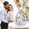 wholesale 925 Sterling Silver CZ Teardrop Heart Clover Pendant Necklace-0-2