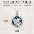 wholesale 925 Sterling Silver Abalone Shell Elephant Pendant Necklace with 3 CZ Stones and Leaf Border (18+2) Chain-0-1