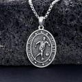 wholesale 925 Sterling Silver Oxidized Soccer Player Protect This Athlete Oval Pendant Necklace-0-1
