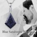 wholesale 925 Sterling Silver Cubic Zirconia Accent Triangle Pendant with Lapis Lazuli and Blue Stone Elements Necklaces-0-14