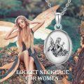 wholesale 925 Sterling Silver Oxidized Fairy Flower Oval Locket Pendant Necklace-0-5