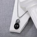 wholesale 925 Sterling Silver Genuine Black Onyx Lion Head Pendant Necklace for Men-0-2