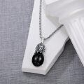 wholesale 925 Sterling Silver Lion Head Black Onyx Pendant Necklace For Men-0-2
