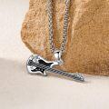 wholesale 925 Sterling Silver Electric Guitar Pendant Necklace Punk Rock Music Jewelry for Women and Men-0-1