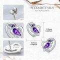 wholesale 925 Sterling Silver Owl Purple Agate Heart Stud Earrings for Women Gift Ideas-0-5