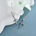 TOUPOP Sterling Silver Birthstone Heart Cross Dangle Drop Earrings-0-3