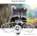 wholesale 925 Sterling Silver Heart-Shaped Charm Bracelet with Cute Raccoon Pendant for Women - Animal Lovers' Gift-0-4