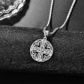 wholesale 925 Sterling Silver Round Celtic Knot Pendant on Rolo Chain - Irish Protection Jewelry for Men (24+2) -0-2
