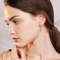 wholesale Sterling Silver Opal Cross Abalone Shell Dangle Drop Leverback Earrings-0-23