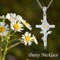 wholesale 925 Sterling Silver Daisy Cross Necklace Birth Flower Jewelry for Women-0-4