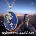wholesale 925 Sterling Silver Lapis Lazuli Astronaut & Spaceship Pendant Necklace Universe Jewelry for Women and Men-0-4