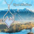wholesale 925 Sterling Silver Mountain Shape White and Blue Opal Pendant Necklace for Nature Enthusiasts-0-1