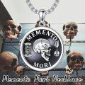 wholesale Sterling Silver Gothic Skull Memento Mori Pendant Necklace 22+2 Inch Chain Stoicism Jewelry Gift for Men Women-0-5
