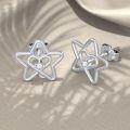 wholesale 925 Sterling Silver Heart & Star Design Cubic Zirconia Stud Earrings for Women-0-3