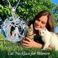 wholesale TOUPOP Cat Necklace For Women 925 Sterling Silver Tree Of Life Pendant Celtic Knot Cat Jewelry Christmas Gifts For Women Daughter Cats Lover -0-1