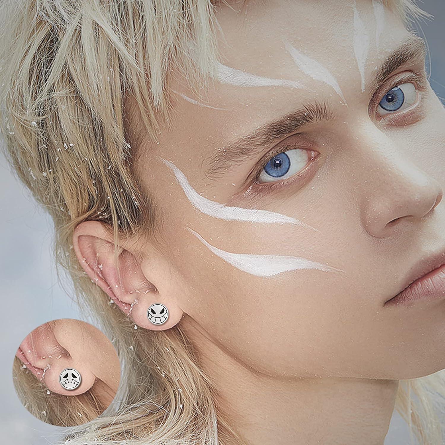 Sterling Silver Ace Stud Earrings One Piece Anime Cosplay Jewelry-0-4