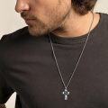 wholesale 925 Sterling Silver Baseball Cross Pendant Necklace with Red Stitching and Black Enamel Design - 3D Sports  for Men & Women-0-5