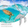 wholesale 925 Sterling Silver Sea Turtle Pendant Necklace Platinum Plated Pave Cubic Zirconia For Women-0-5