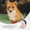 wholesale 925 Sterling Silver Moonstone Fox Pendant Necklace with Chain for Women Girls s-0-4