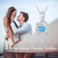 wholesale 925 Sterling Silver Blue Topaz Infinity Birthstone Necklace for Women 18 +2-0-3