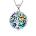 wholesale 925 Sterling Silver Tree of Life Owl Pendant Necklace with Abalone Shell and Cubic Zirconia Gifts for Women-0-0