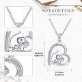 wholesale 925 Sterling Silver Monkey Heart-Shaped Pendant Necklace for Women and Girls - Mothers Day Gift-0-2