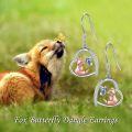wholesale 925 Sterling Silver Fox Butterfly Heart Drop Earrings for Women Girls  3cm Long-0-4