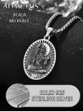 wholesale 925 Sterling Silver Zodiacl Bodhisattva Pendant Necklaces Wholesale  Buddha Talisman Protection Jewelry for Men with 24+2 Round Chain-0-3