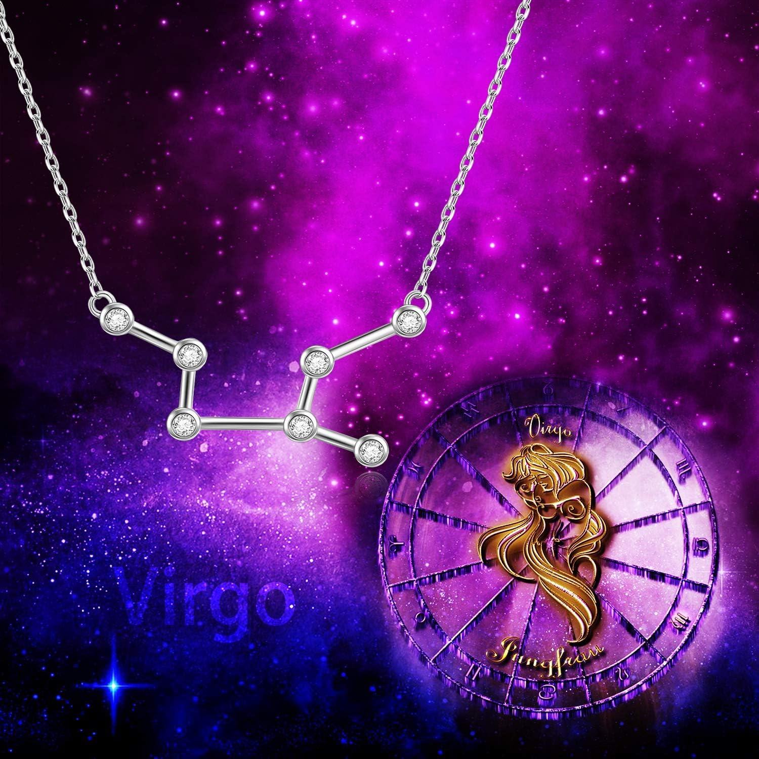925 Sterling Silver Austrian Crystal Zodiac Necklace - 12 Constellations Astrology s for Women-0-4
