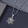 wholesale 925 Sterling Silver Star of David Necklace w/ Lion & Santa Muerte Pendant-0-4