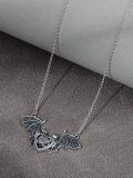 wholesale 925 Sterling Silver Gothic Heart Bats Pendant Necklace Halloween Gifts for Women Girls-0-3