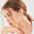 wholesale 14K Gold Green Stone Triangle Drop Threader Earrings-0-1