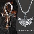 wholesale 925 Sterling Silver Ankh Cross with Wings Pendant Necklace  Gothic Vintage Jewelry for Men Women Gifts-0-5