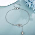 wholesale 925 Sterling Silver Tennis Racket & Ball Charm Bracelet Sporty Gift for Her-0-2