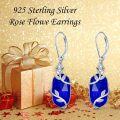 wholesale Sterling Silver Rose Flower Earrings with Natural Gemstone Fine Jewelry Gift for Her-0-3
