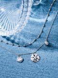 wholesale 925 Sterling Silver Shell & Sand Dollar Charm Layered Ankle Anklet-0-3