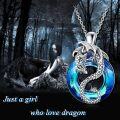wholesale 925 Sterling Silver Blue Crystal Dragon Pendant Necklace s for Women-0-4