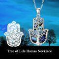 wholesale 925 Sterling Silver Abalone Shell Tree of Life Hamsa Evil Eye Pendant Necklace-0-1