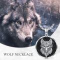 wholesale 925 Sterling Silver Wolf Pendant Necklace Men Cool Silver Jewelry-0-4