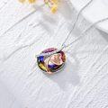 wholesale TOUPOP Gifts For Women Sterling Silver Forever Love Heart Pendant Necklaces With Purple Circle Crystal For Her Girls Jewelry Birthday Anniversary Christmas Gifts -0-3