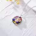 TOUPOP Sterling Silver Purple Crystal Forever Love Heart Pendant Necklace-0-3